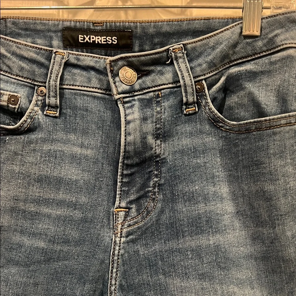 Express Dark Blue Straight Leg Jeans